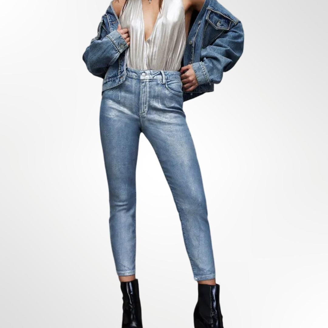 Dax High-Rise Metallic Skinny Jeans - T.38