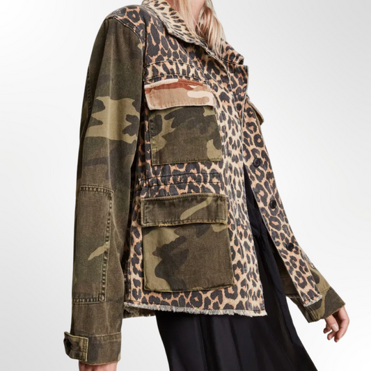 Mixed Print Utility Jacket - T.L