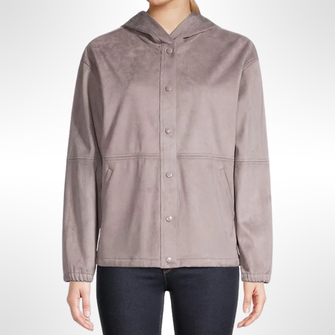 Hooded Faux Suede Jacket - T.S/M