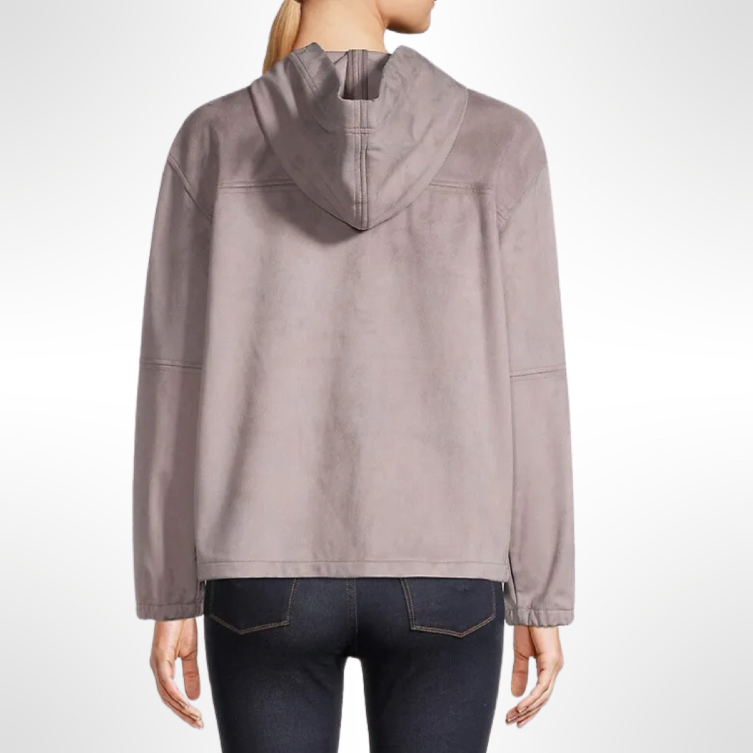 Hooded Faux Suede Jacket - T.S/M