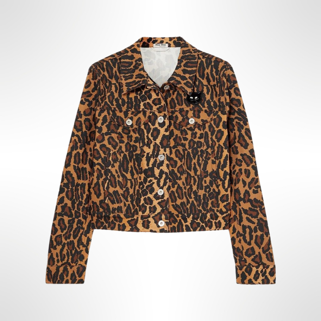 Leopard Printed Denim Jacket - T.M