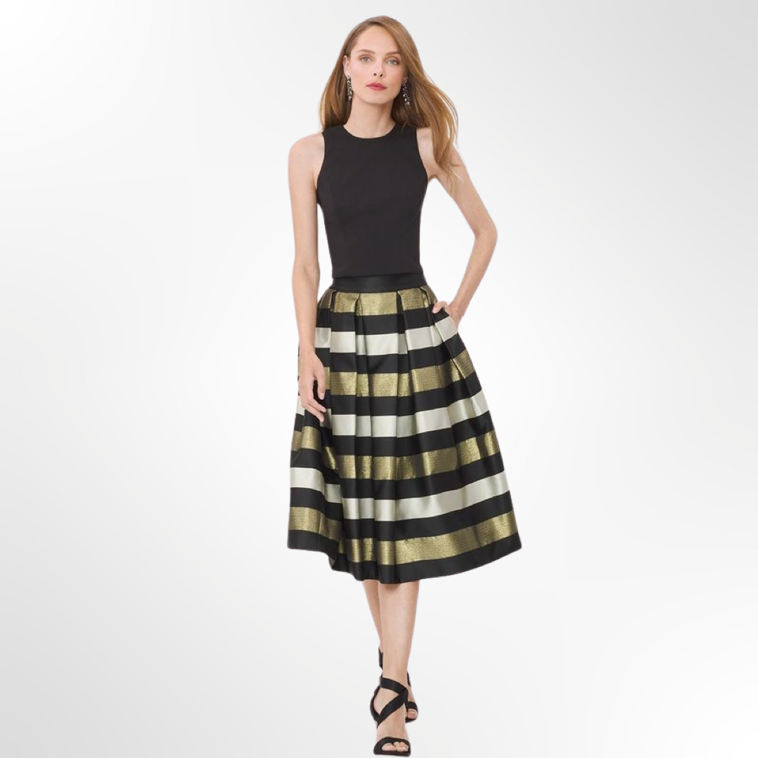 Falda Stripe Taffeta Midi - T.XS