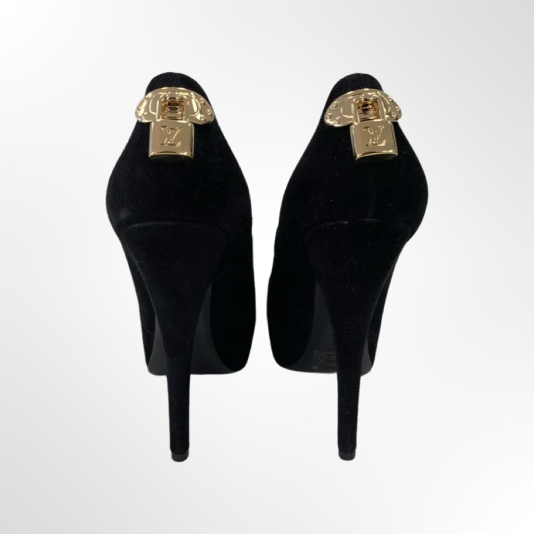 Oh Really Suede Black Peep Toe - T.38.5