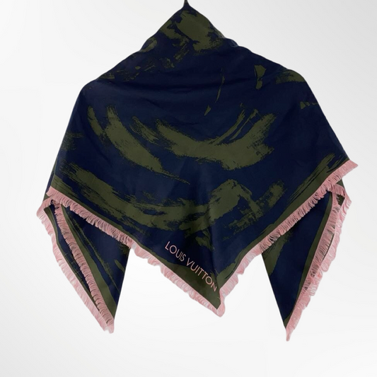 Blue Carre Arty Flower Print