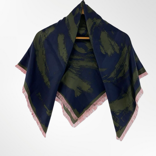 Blue Carre Arty Flower Print