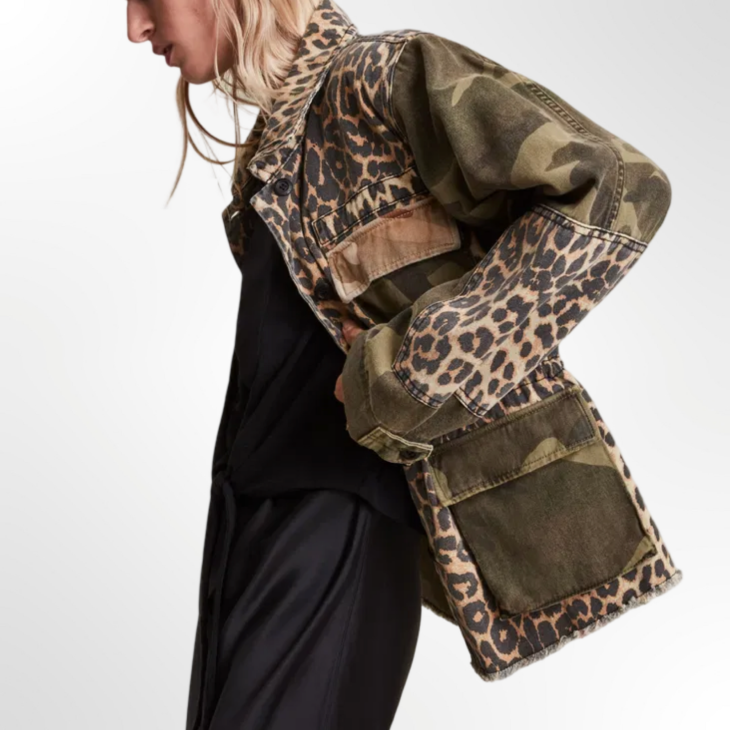 Mixed Print Utility Jacket - T.L
