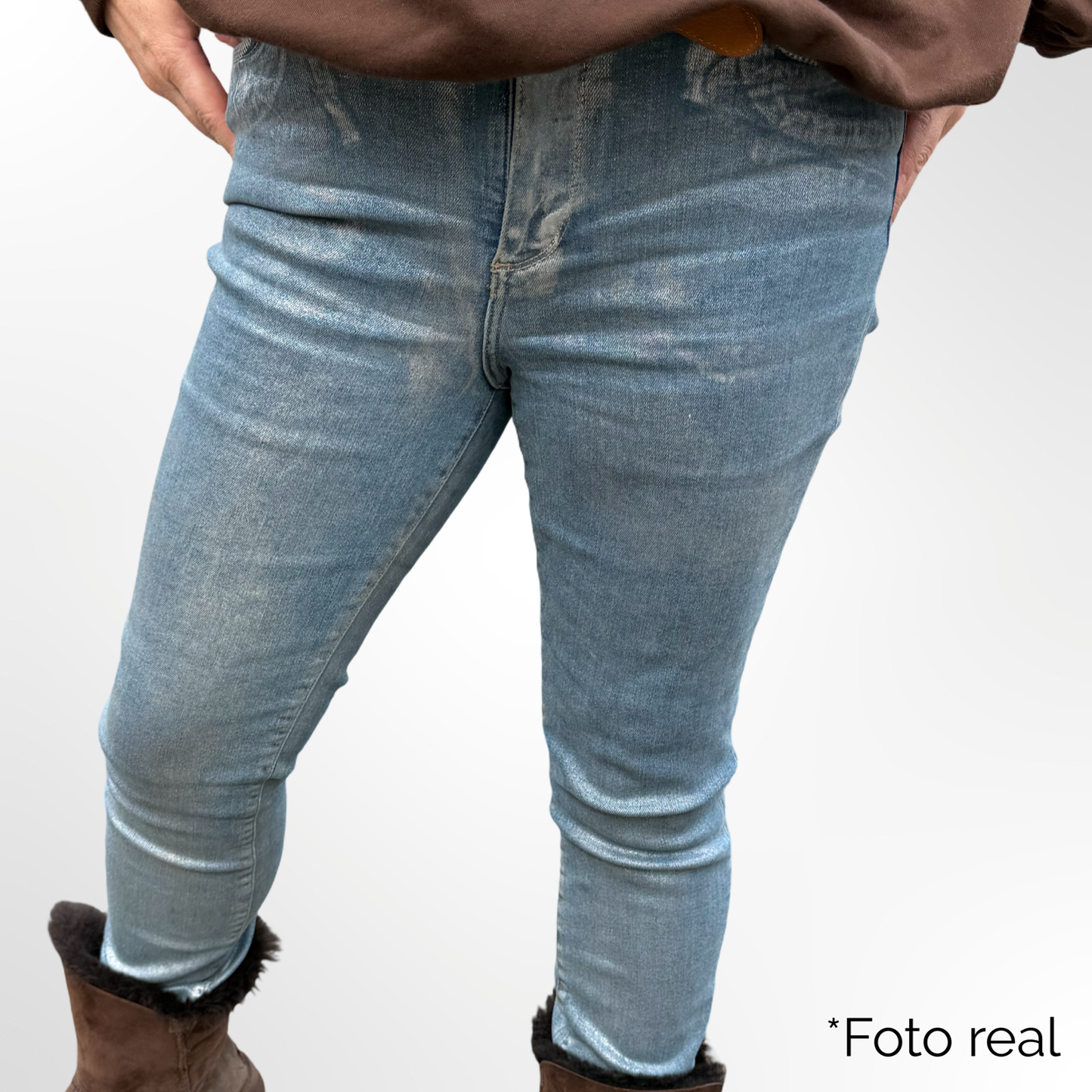 Dax High-Rise Metallic Skinny Jeans - T.38