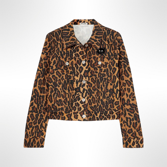 Leopard Printed Denim Jacket - T.M