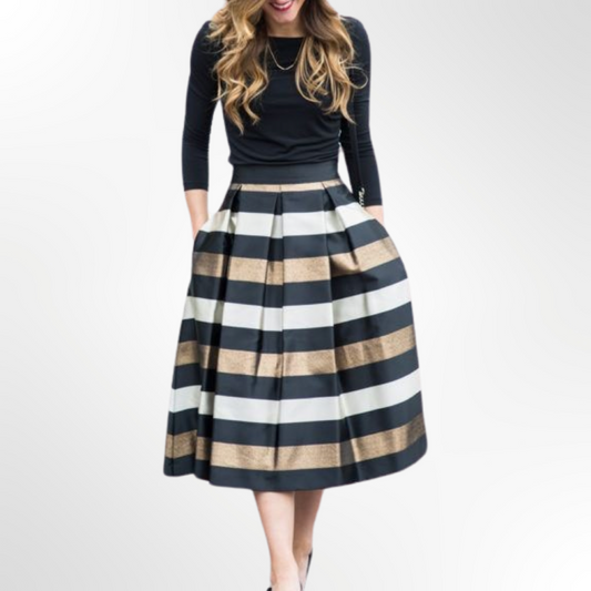 Falda Stripe Taffeta Midi - T.XS