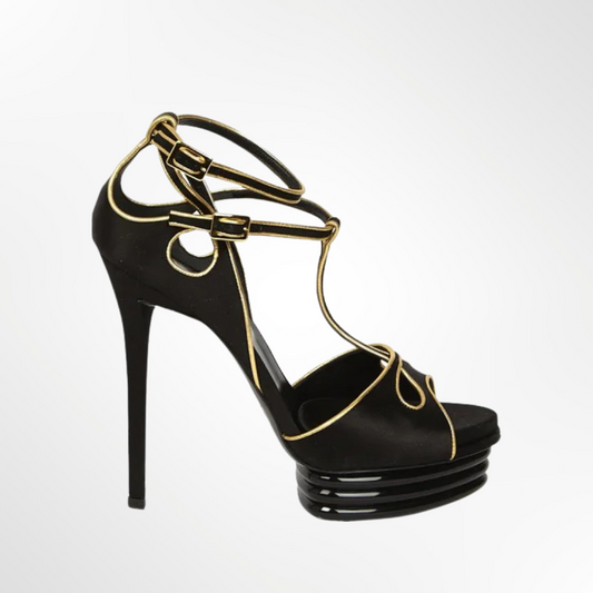 Black' n Gold Platform Sandal - T.39,5