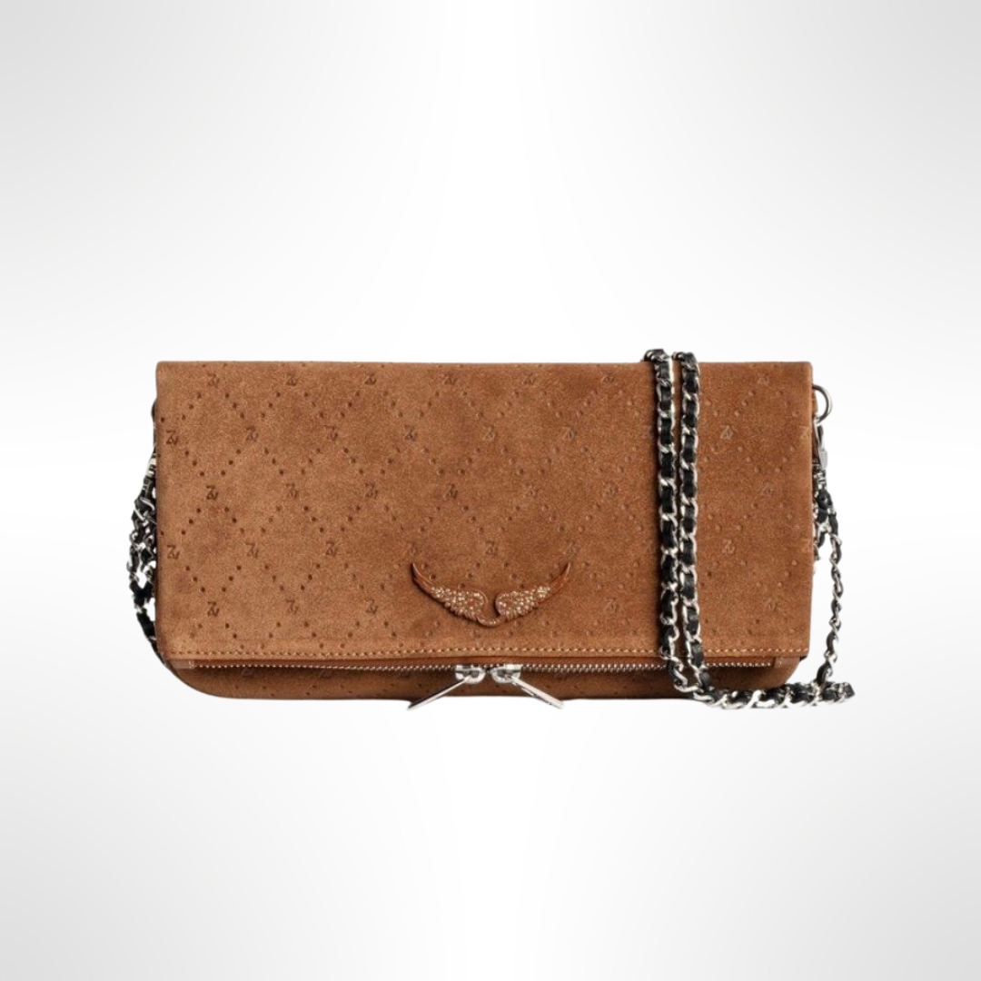 Rock Embossed Suede Shoulder Bag